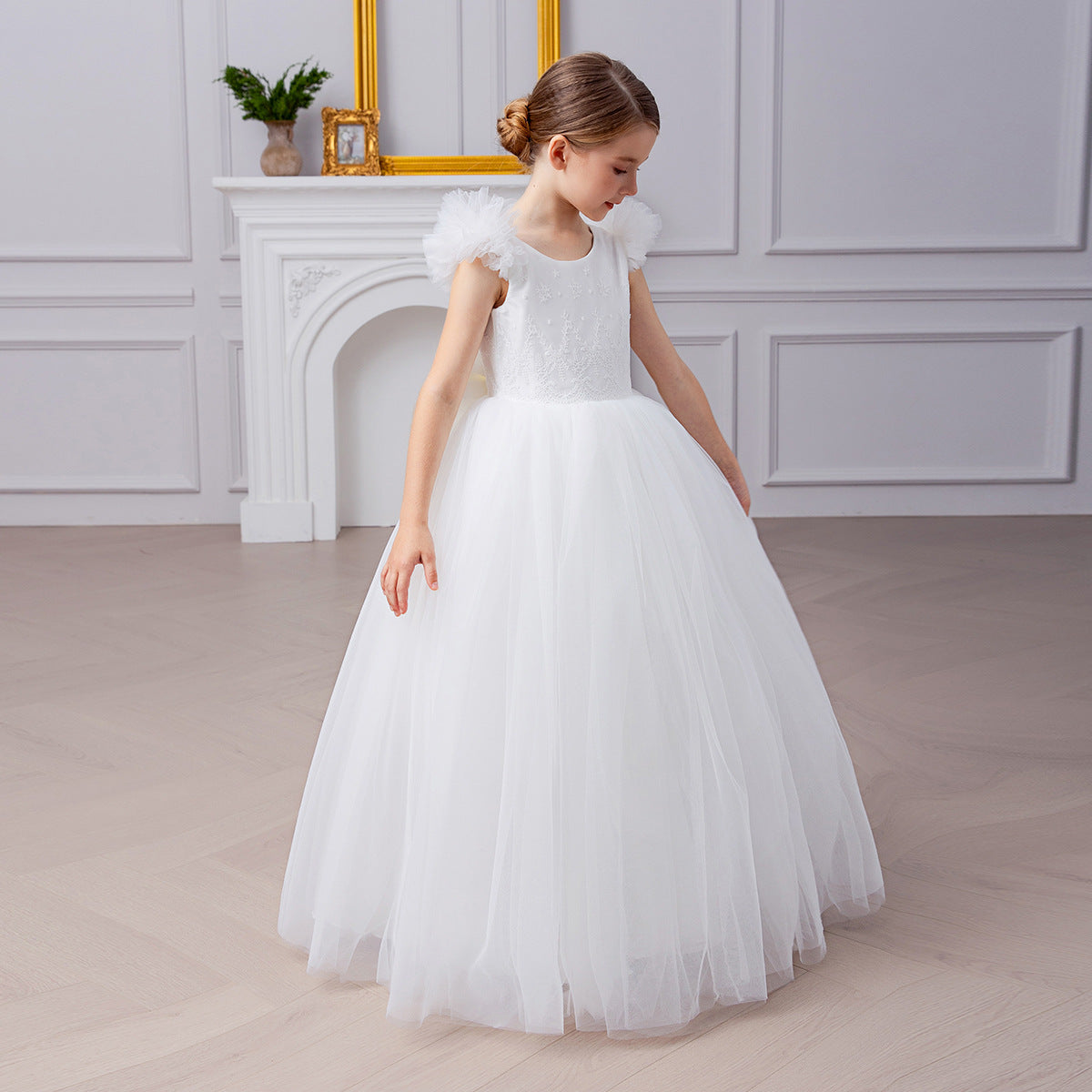 swan white flower girl lace dress product info and reviews Swan White Flower Girl Lace Dress