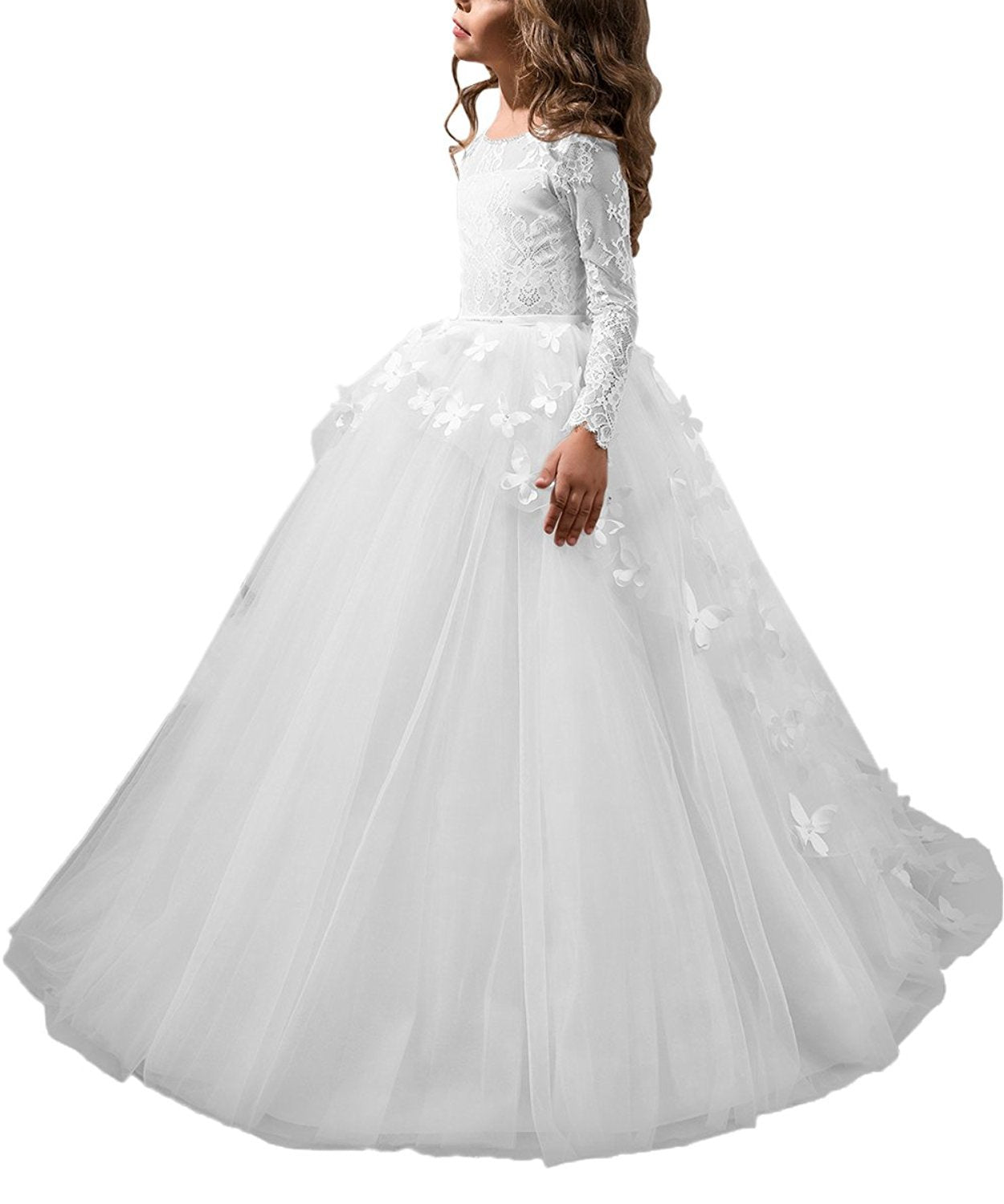 FARFALLA” LACE & TULLE DRESS WITH BUTTERFLY EMBROIDERY
