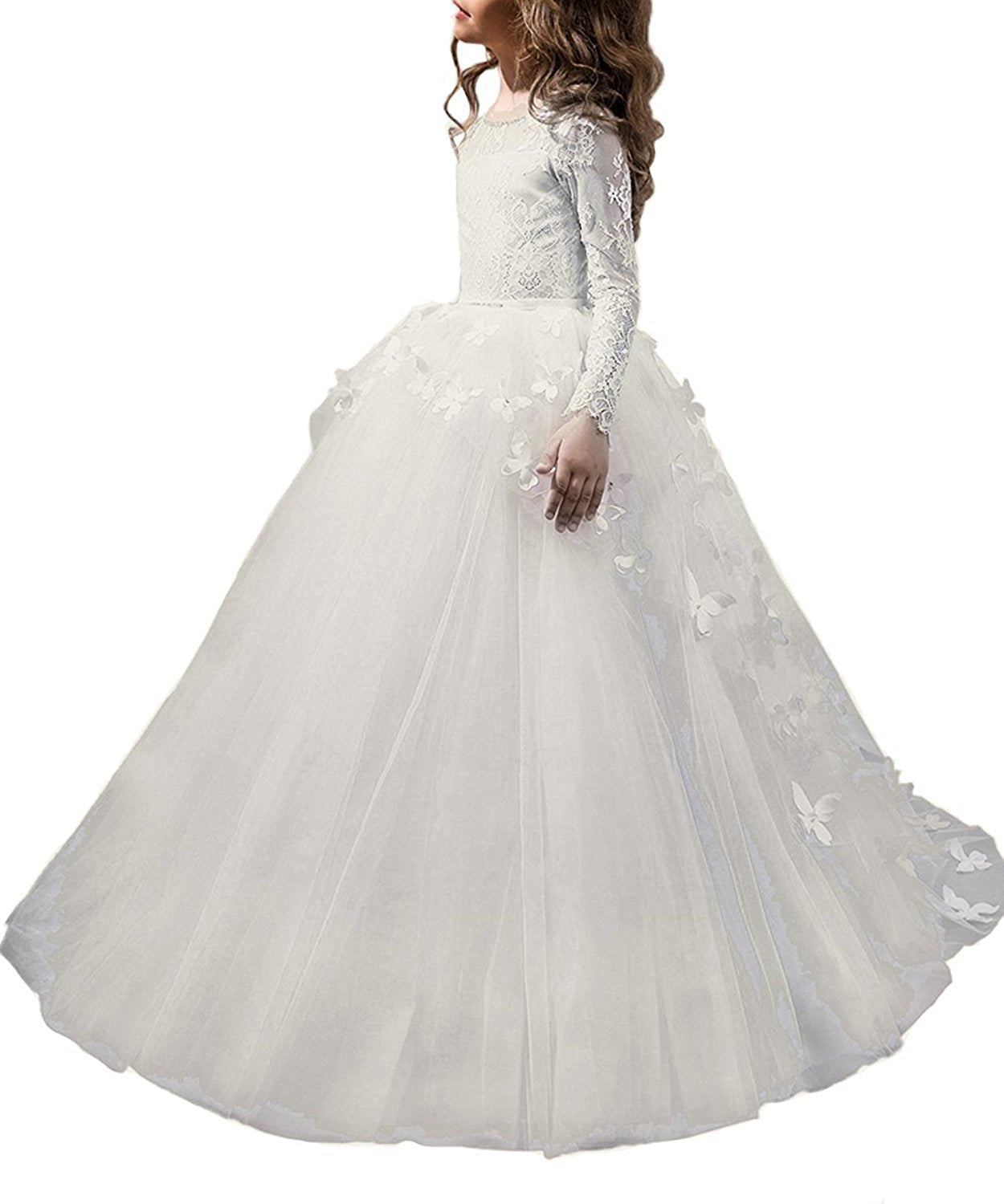 FARFALLA” LACE & TULLE DRESS WITH BUTTERFLY EMBROIDERY