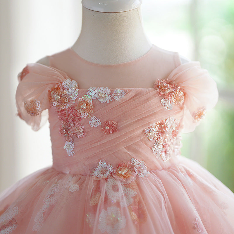 FIOR DI PESCA” MULTILAYERED ORGANZA DRESS
