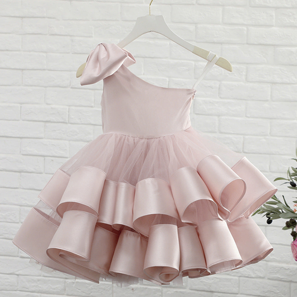 “WAVE OF LIGHT” ONE-SHOULDER CEREMONY DRESS FOR LITTLE GIRLS