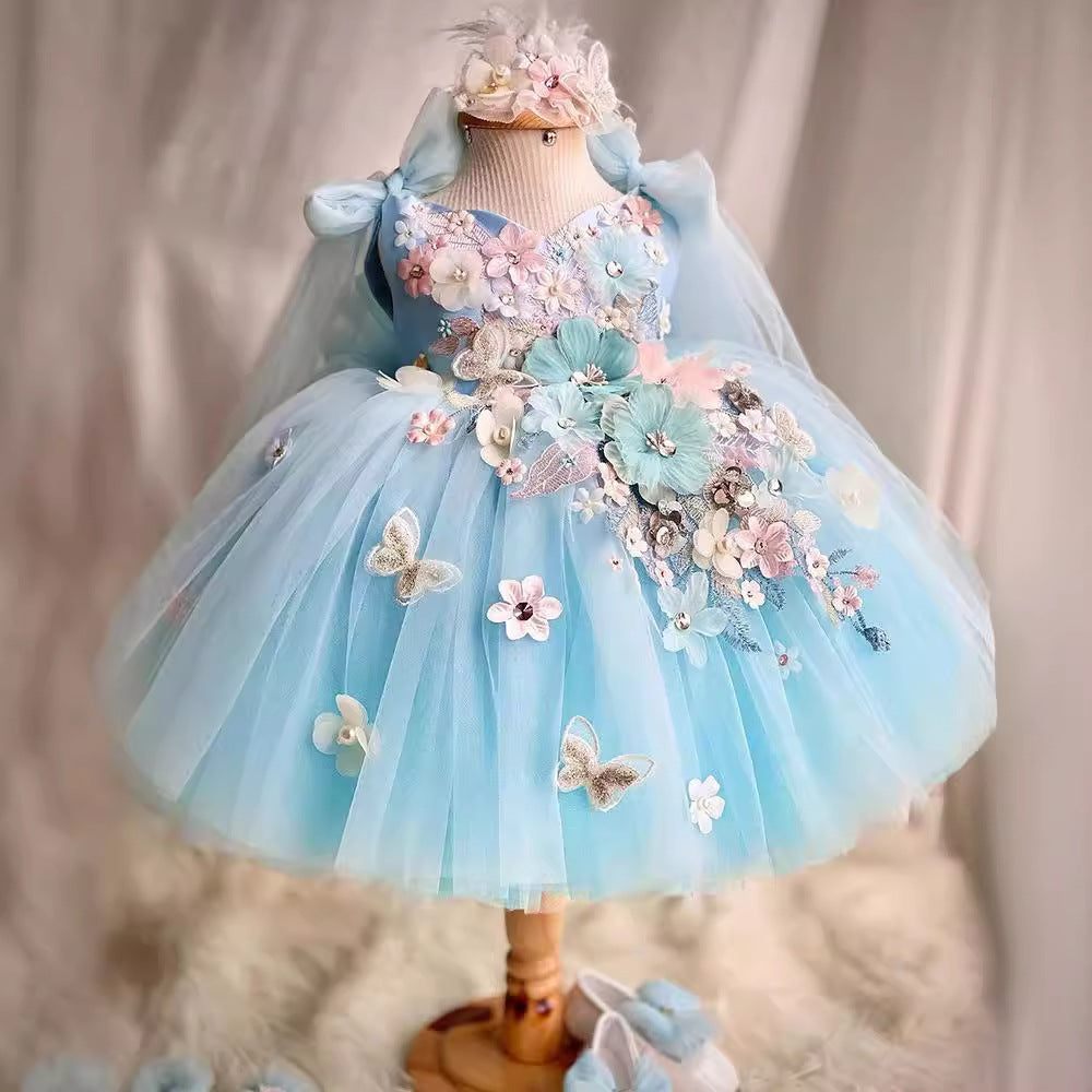 “BLUE BLOSSOM” EMBROIDERED CEREMONY DRESS