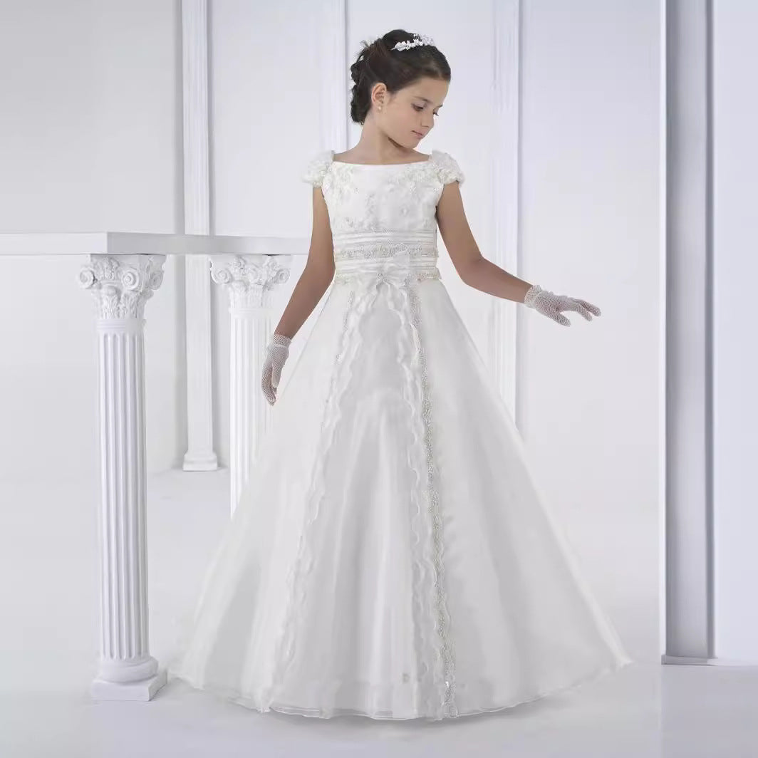 LINEA” EMBROIDERED TULLE COMMUNION DRESS