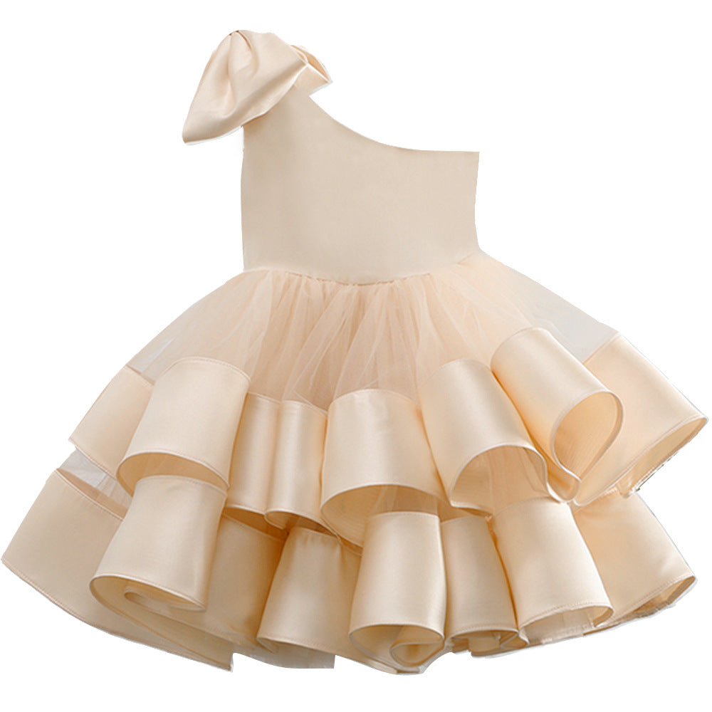 “WAVE OF LIGHT” ONE-SHOULDER CEREMONY DRESS FOR LITTLE GIRLS