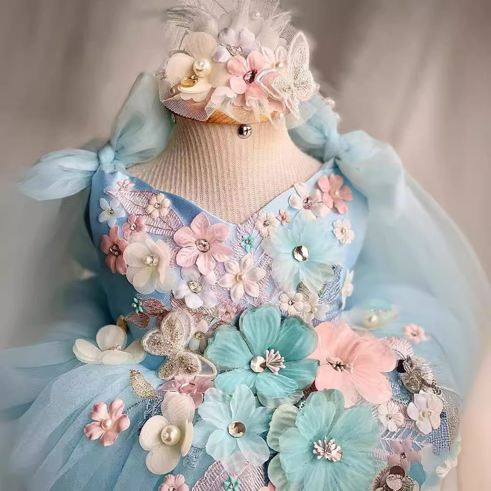 “BLUE BLOSSOM” EMBROIDERED CEREMONY DRESS