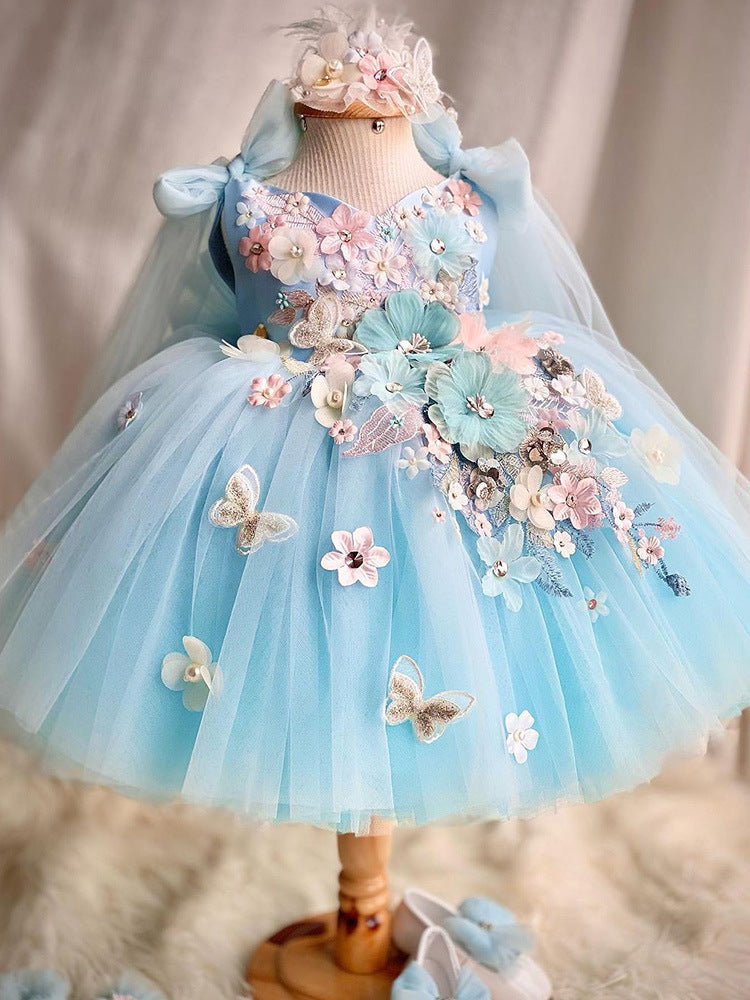 “BLUE BLOSSOM” EMBROIDERED CEREMONY DRESS