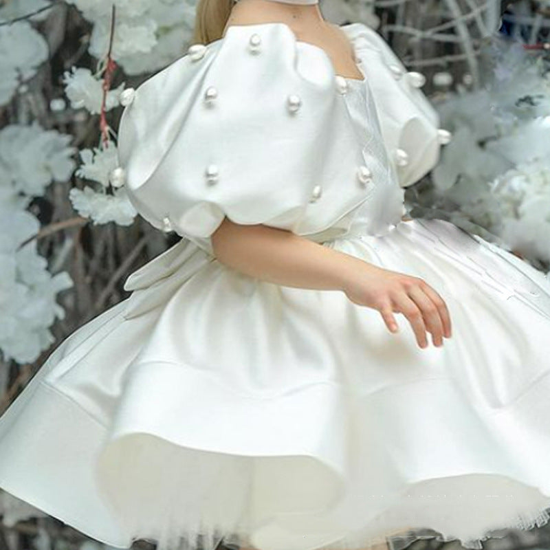 “SATIN PEARL DREAM” – WHITE PARTY DRESS FOR ALL OCCASIONS