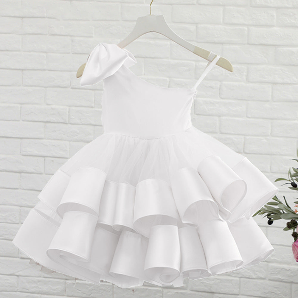 “WAVE OF LIGHT” ONE-SHOULDER CEREMONY DRESS FOR LITTLE GIRLS
