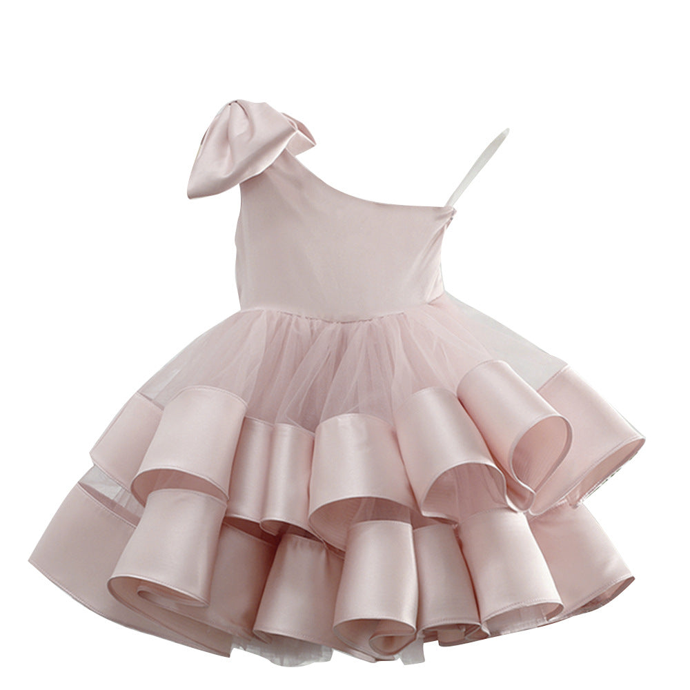 “WAVE OF LIGHT” ONE-SHOULDER CEREMONY DRESS FOR LITTLE GIRLS