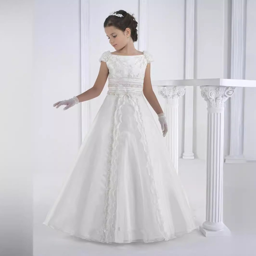 LINEA” EMBROIDERED TULLE COMMUNION DRESS