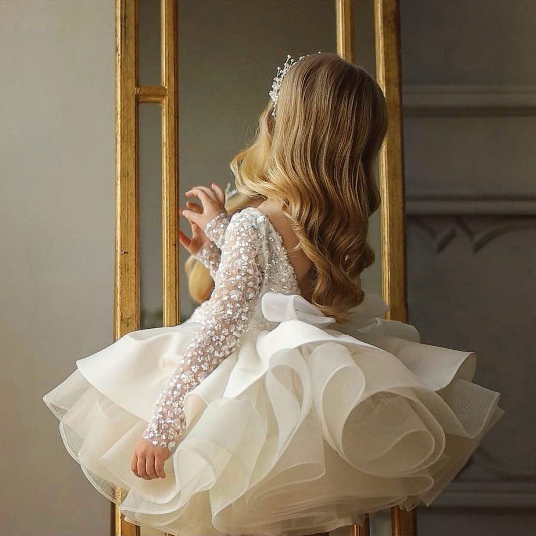 “AURORA” SHORT LAYERED DRESS FOR BAPTISMS & CEREMONIES